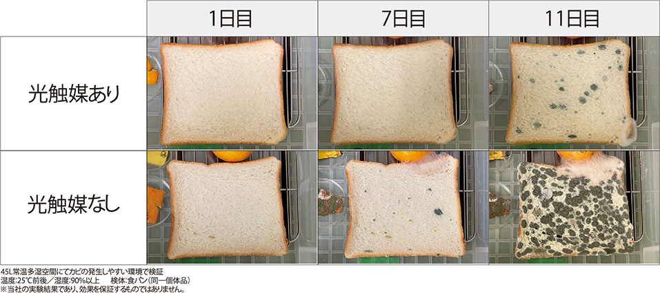 カビの発生しやすい空間にて検証実験